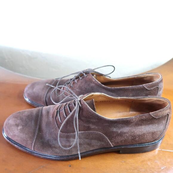 SALVATORE FERRAGAMO ENZO BROWN SUEDE OXFORDS SIZE 9.5